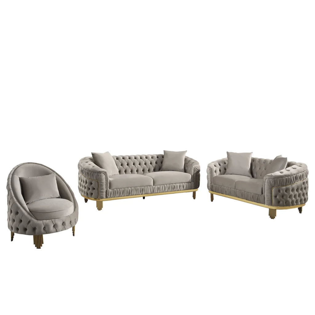 Valorie 3 - Piece Velvet Living Room Set